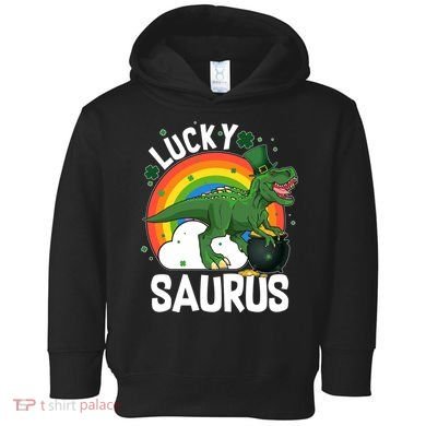 St Patrick's Day Lucky Saurus T-Rex With Pot Of Gold Toddler Hoodie
