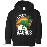St Patrick's Day Lucky Saurus T-Rex With Pot Of Gold Toddler Hoodie thumb 0