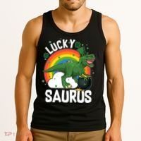 St Patrick's Day Lucky Saurus T-Rex With Pot Of Gold Tank Top thumb 3