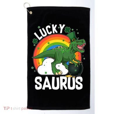 St Patrick's Day Lucky Saurus T-Rex With Pot Of Gold Golf Towel