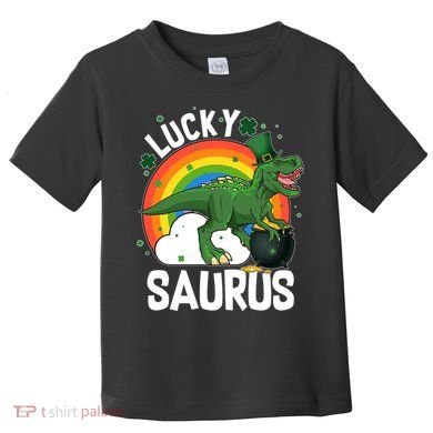 St Patrick's Day Lucky Saurus T-Rex With Pot Of Gold Toddler T-Shirt