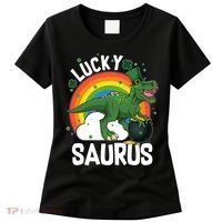 St Patrick's Day Lucky Saurus T-Rex With Pot Of Gold Women's T-Shirt thumb 0