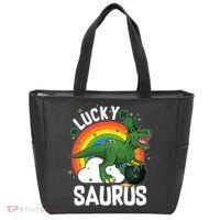 St Patrick's Day Lucky Saurus T-Rex With Pot Of Gold Tote Bag thumb 0