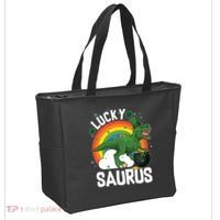 St Patrick's Day Lucky Saurus T-Rex With Pot Of Gold Tote Bag thumb 2