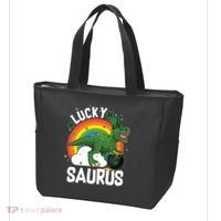 St Patrick's Day Lucky Saurus T-Rex With Pot Of Gold Tote Bag thumb 3