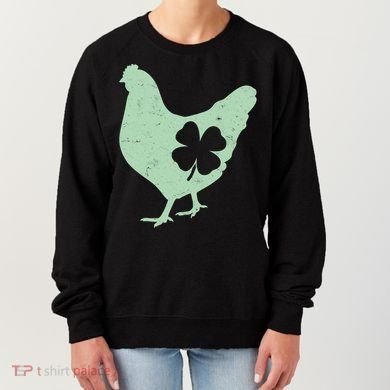 St Patrick's Day Lucky Shamrock Clover Chicken Women's Sweatshirt