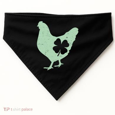 St Patrick's Day Lucky Shamrock Clover Chicken USA-Made Doggie Bandana