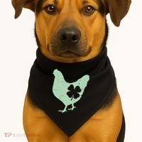 St Patrick's Day Lucky Shamrock Clover Chicken USA-Made Doggie Bandana thumb 1