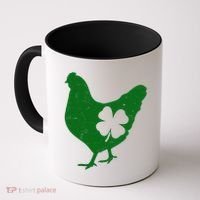St Patrick's Day Lucky Shamrock Clover Chicken Coffee Mug thumb 0
