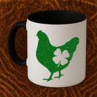 St Patrick's Day Lucky Shamrock Clover Chicken Coffee Mug thumb 2