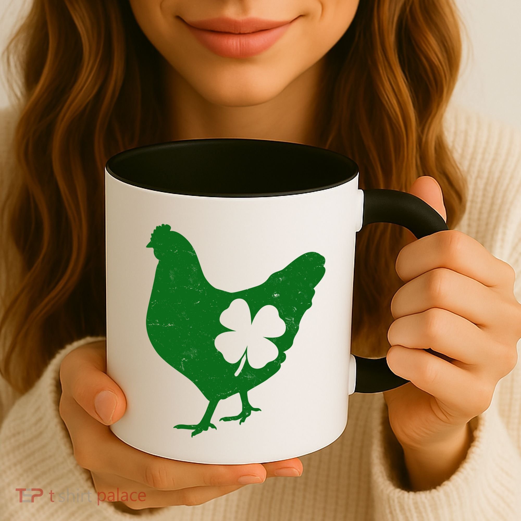 St Patrick's Day Lucky Shamrock Clover Chicken Coffee Mug