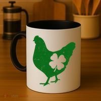 St Patrick's Day Lucky Shamrock Clover Chicken Coffee Mug thumb 4