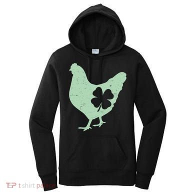 St Patrick's Day Lucky Shamrock Clover Chicken Women's Hoodie