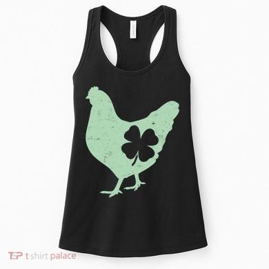 St Patrick's Day Lucky Shamrock Clover Chicken Women's Tank Top