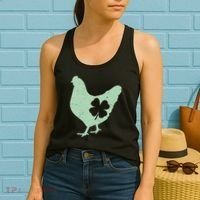 St Patrick's Day Lucky Shamrock Clover Chicken Women's Tank Top thumb 2