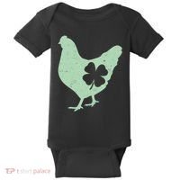 St Patrick's Day Lucky Shamrock Clover Chicken Baby Bodysuit thumb 0