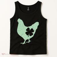 St Patrick's Day Lucky Shamrock Clover Chicken Tank Top thumb 2
