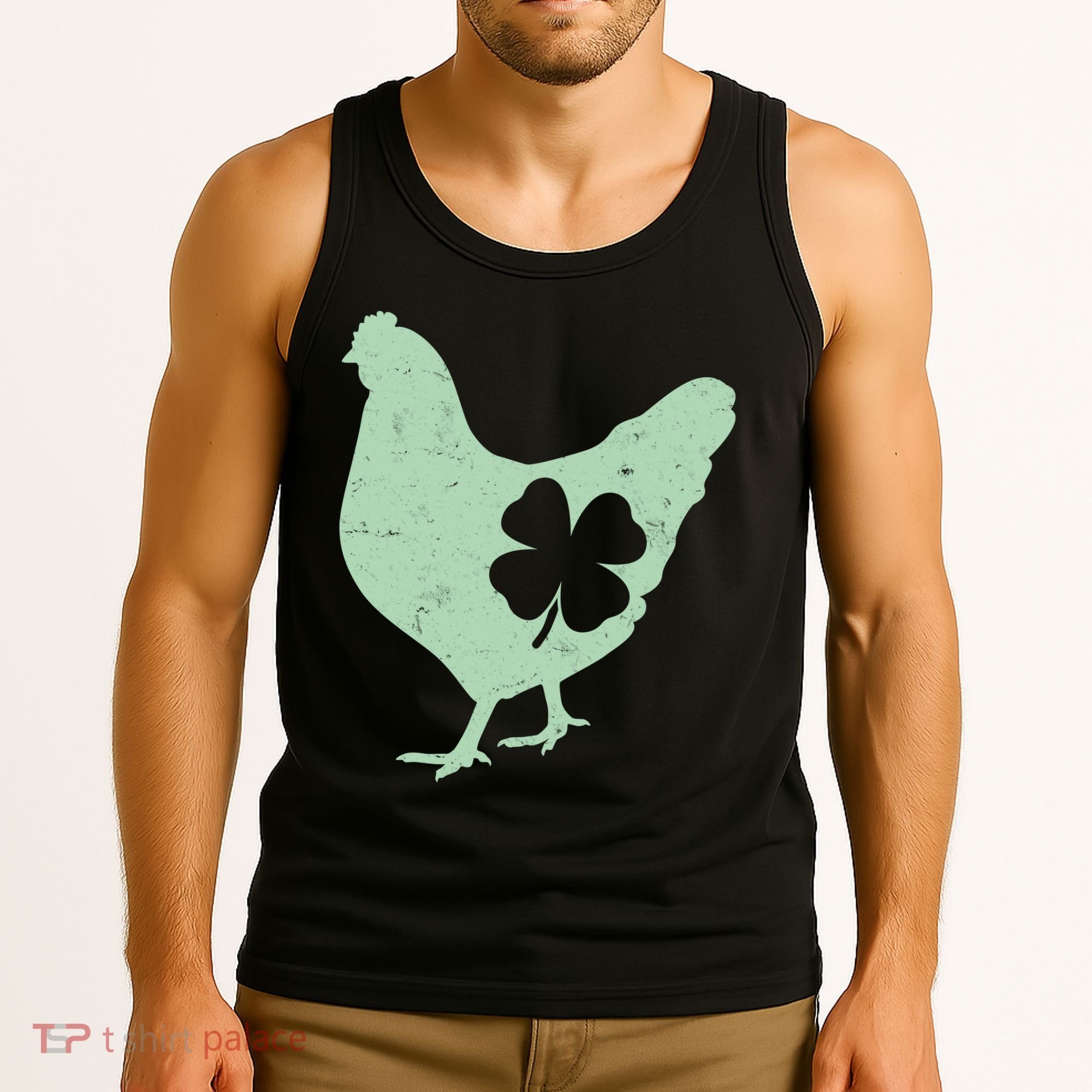 St Patrick's Day Lucky Shamrock Clover Chicken Tank Top