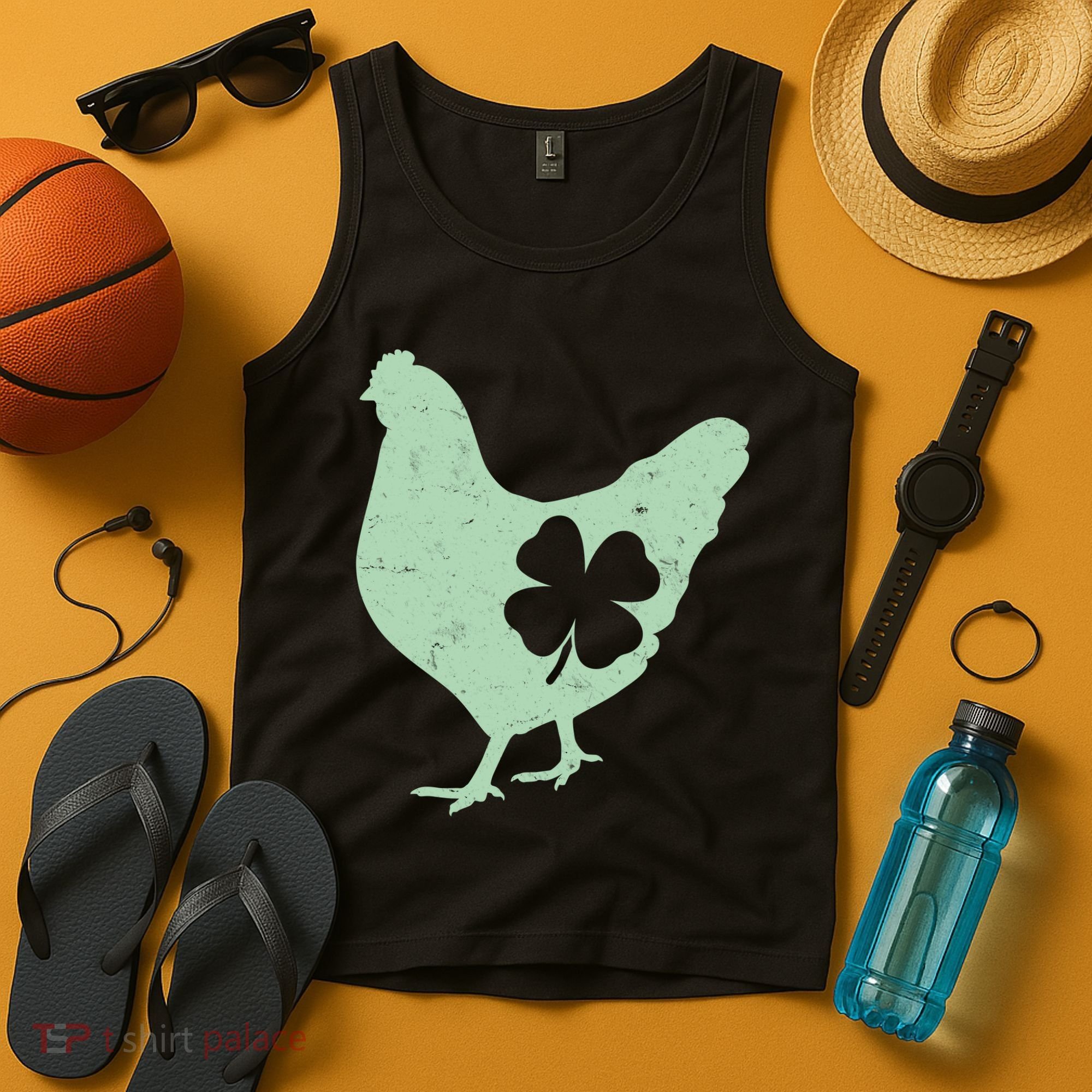 St Patrick's Day Lucky Shamrock Clover Chicken Tank Top