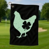 St Patrick's Day Lucky Shamrock Clover Chicken Golf Towel thumb 1