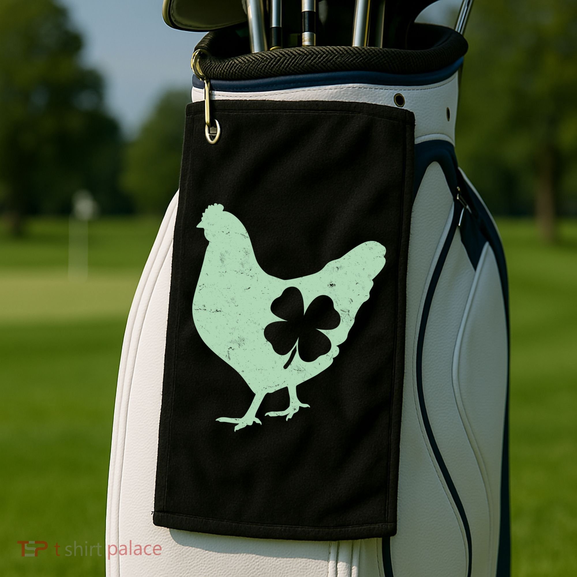 St Patrick's Day Lucky Shamrock Clover Chicken Golf Towel