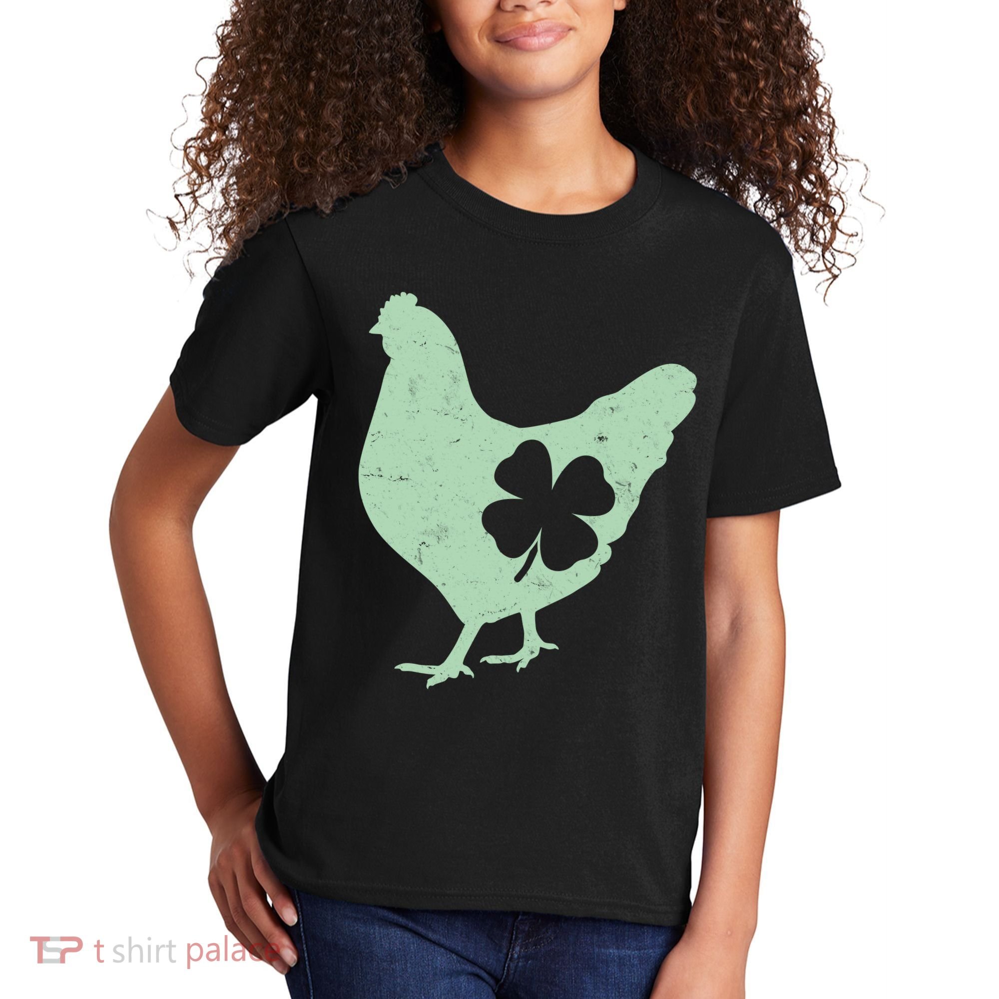 St Patrick's Day Lucky Shamrock Clover Chicken Kids T-Shirt