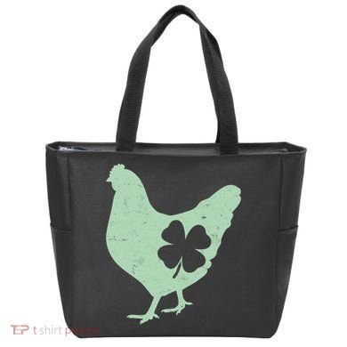St Patrick's Day Lucky Shamrock Clover Chicken Tote Bag