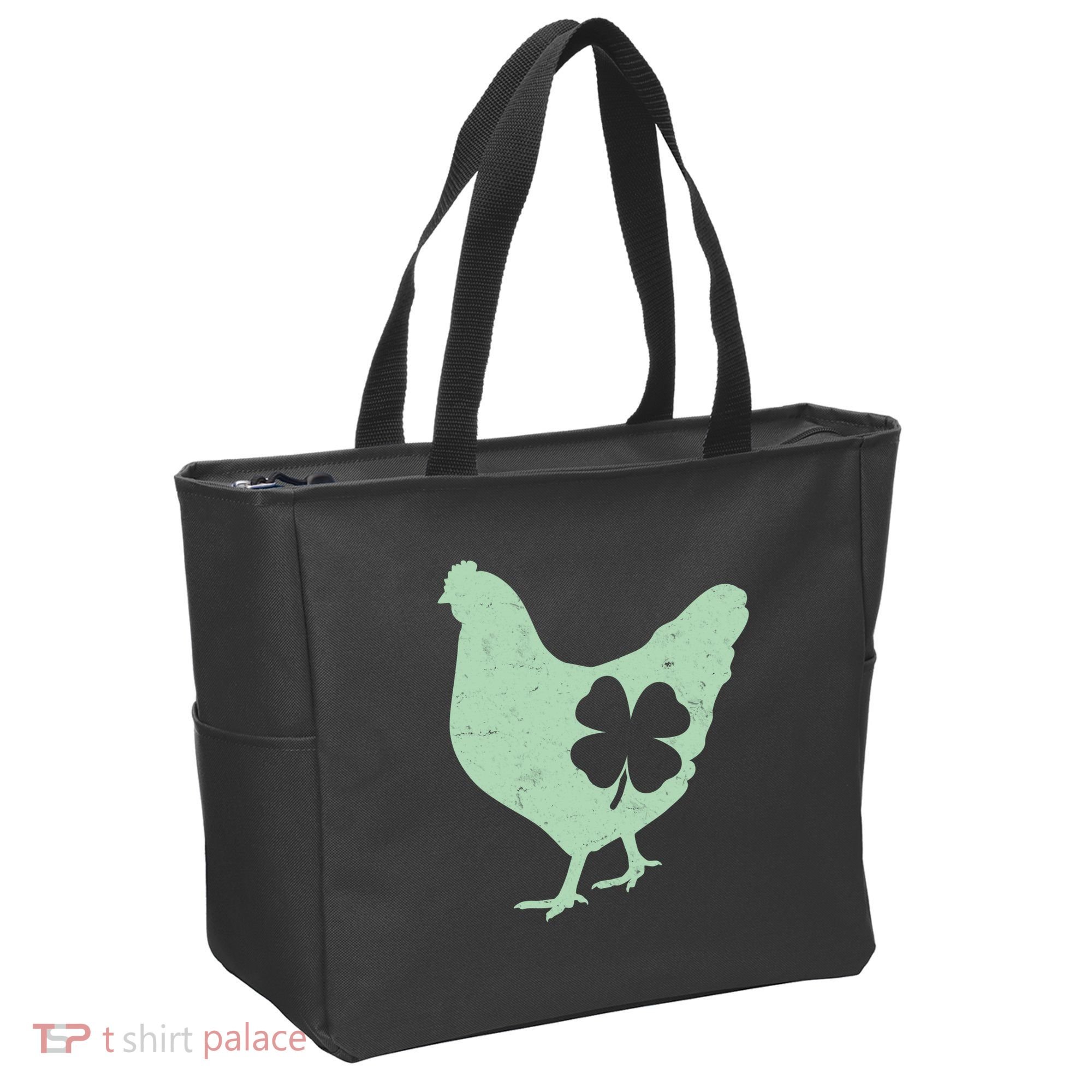 St Patrick's Day Lucky Shamrock Clover Chicken Tote Bag