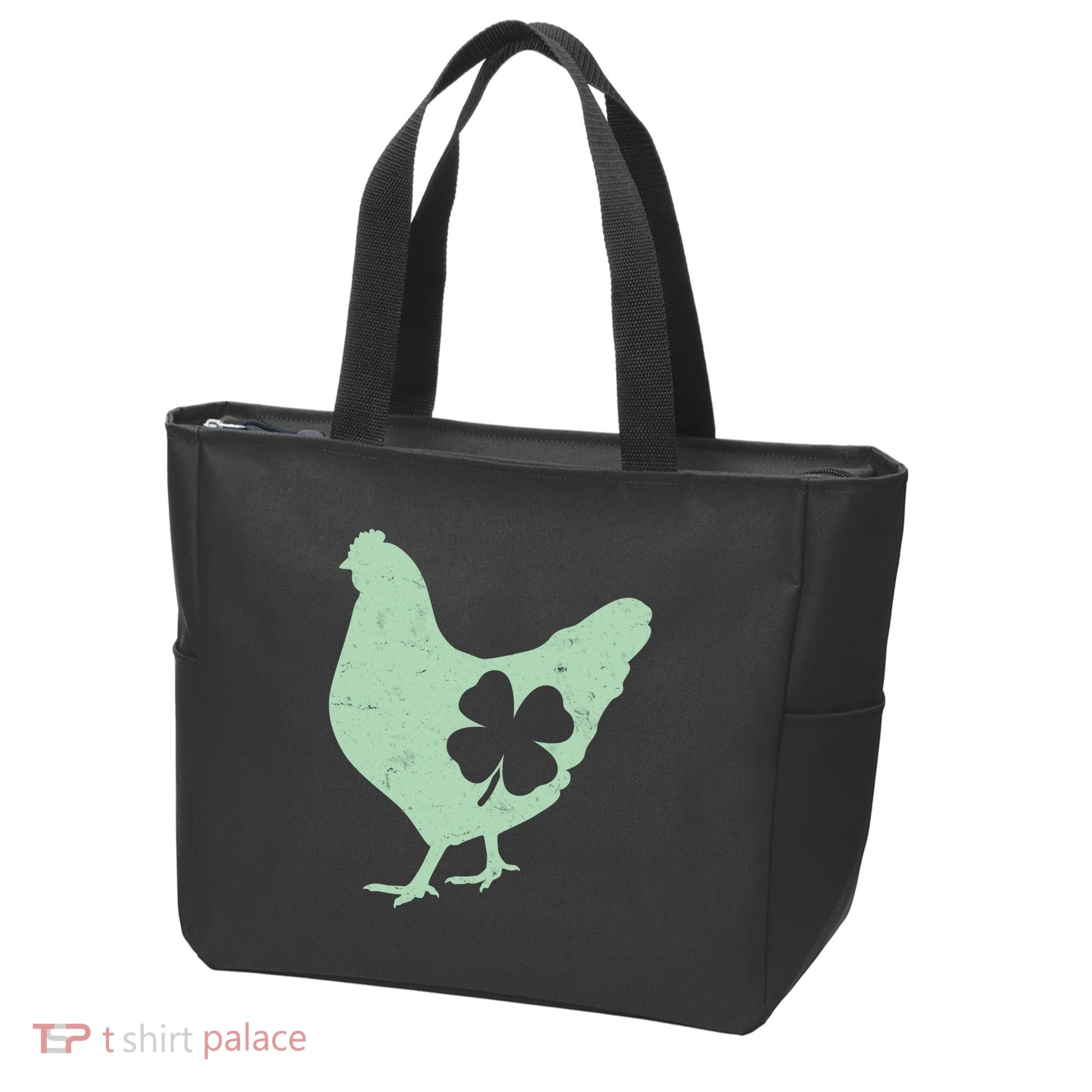 St Patrick's Day Lucky Shamrock Clover Chicken Tote Bag
