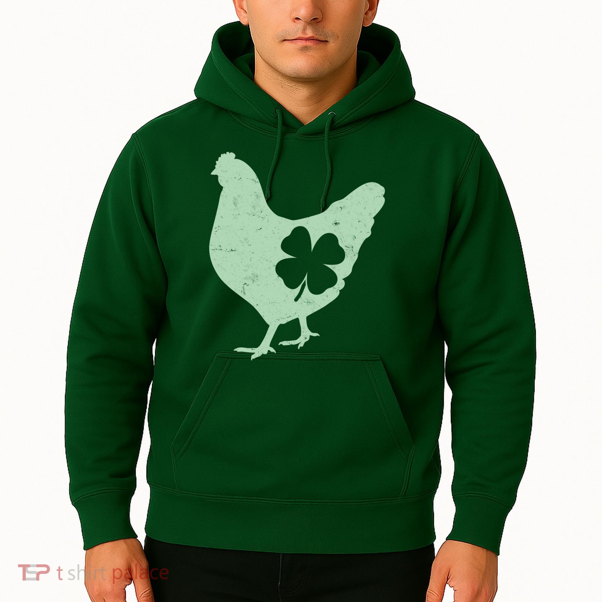 St Patrick's Day Lucky Shamrock Clover Chicken Hoodie