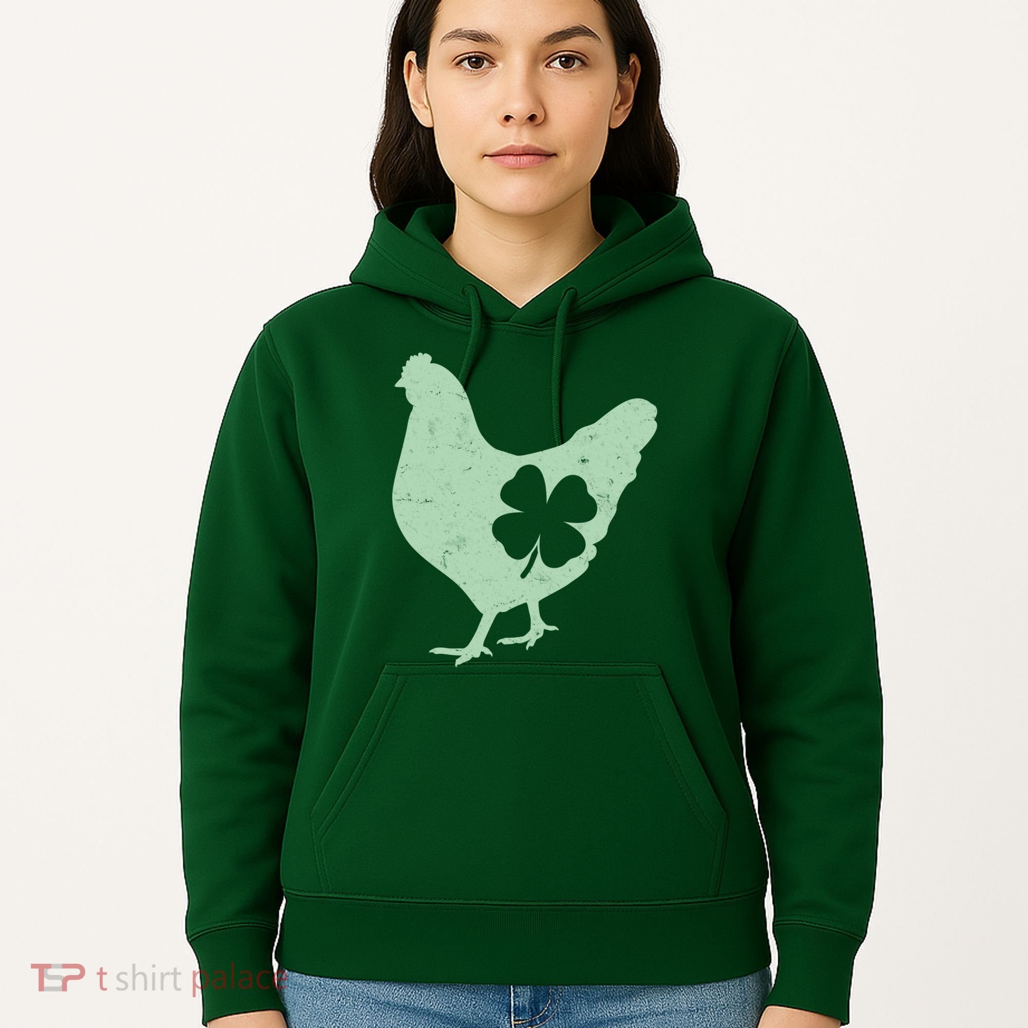 St Patrick's Day Lucky Shamrock Clover Chicken Hoodie