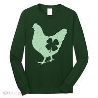 St Patrick's Day Lucky Shamrock Clover Chicken Long Sleeve Shirt thumb 0