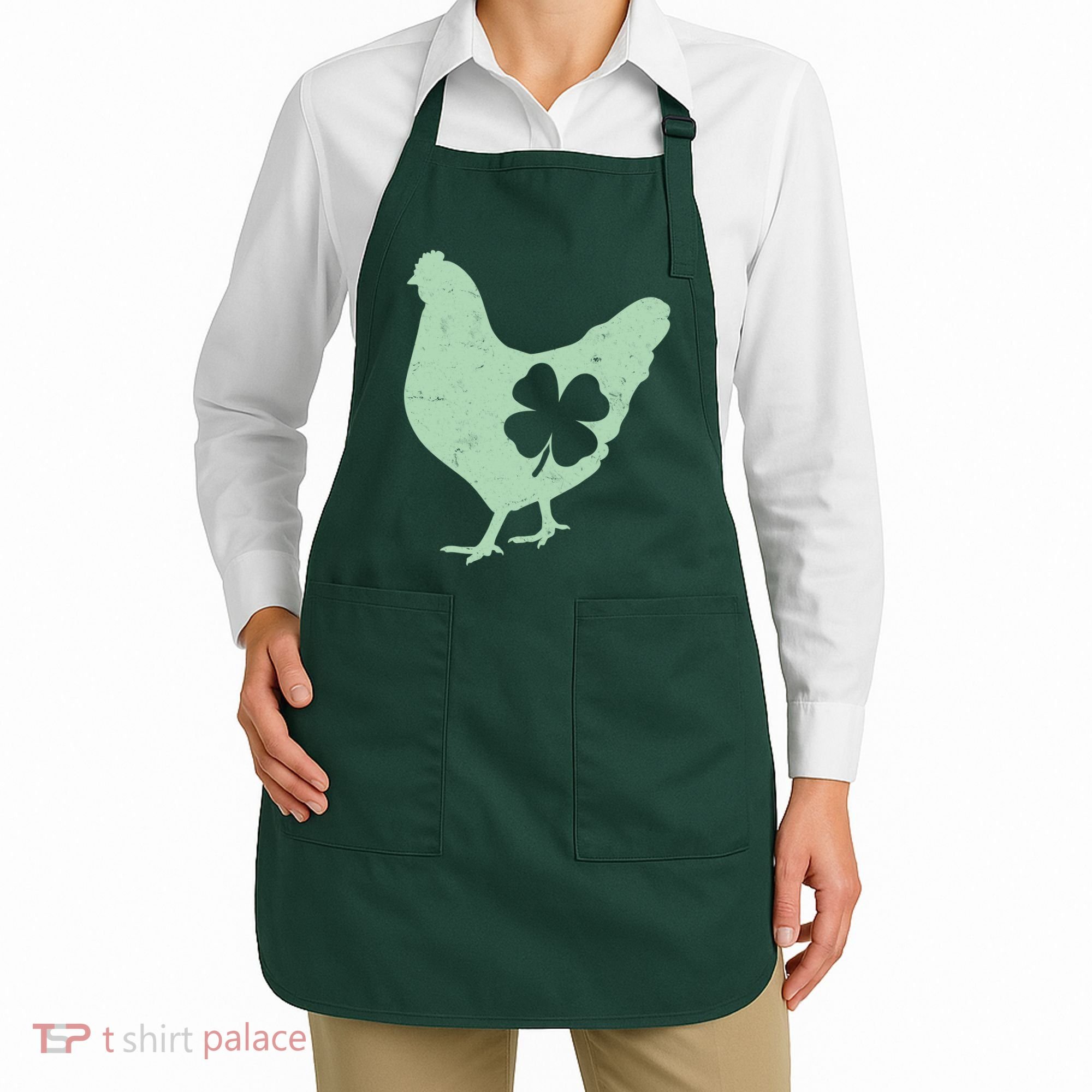 St Patrick's Day Lucky Shamrock Clover Chicken Apron