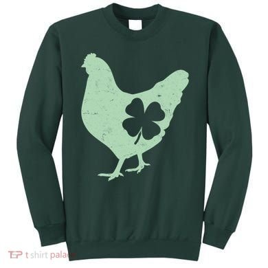 St Patrick's Day Lucky Shamrock Clover Chicken Sweatshirt