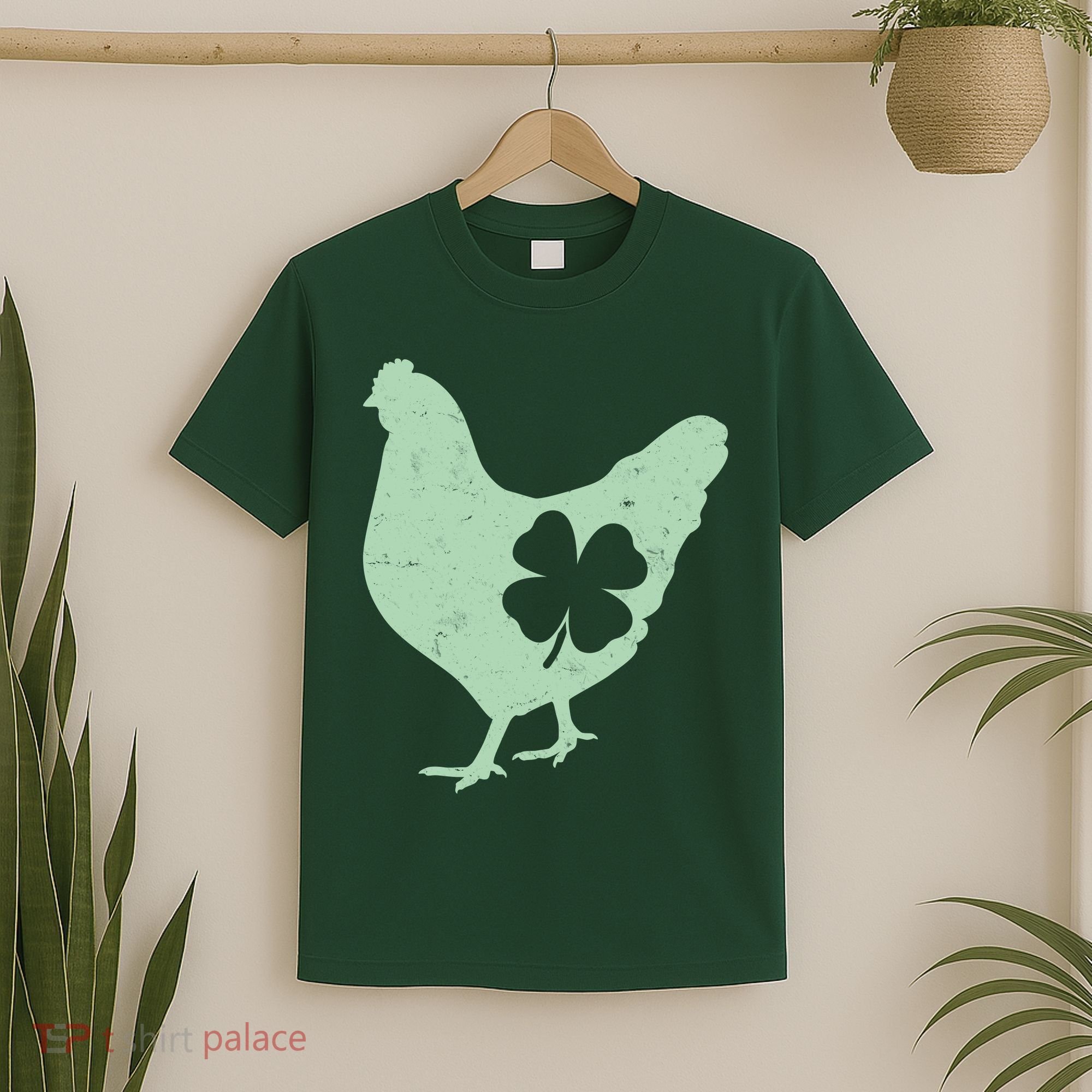 St Patrick's Day Lucky Shamrock Clover Chicken T-Shirt