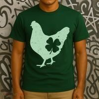 St Patrick's Day Lucky Shamrock Clover Chicken T-Shirt thumb 3