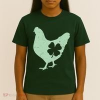 St Patrick's Day Lucky Shamrock Clover Chicken T-Shirt thumb 4