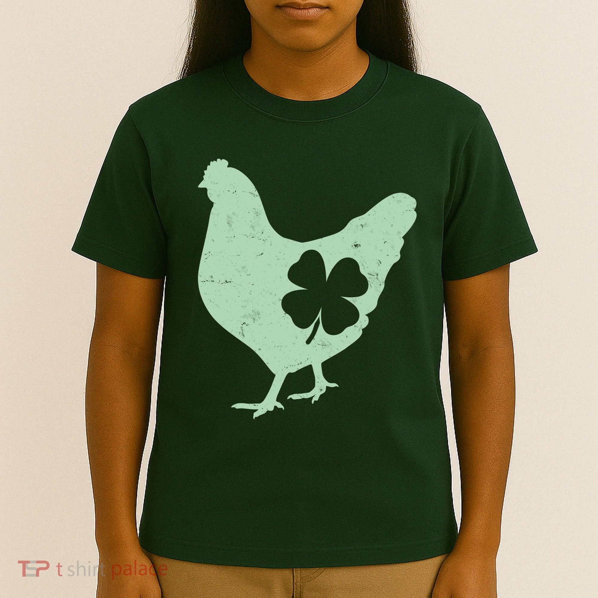 St Patrick's Day Lucky Shamrock Clover Chicken T-Shirt