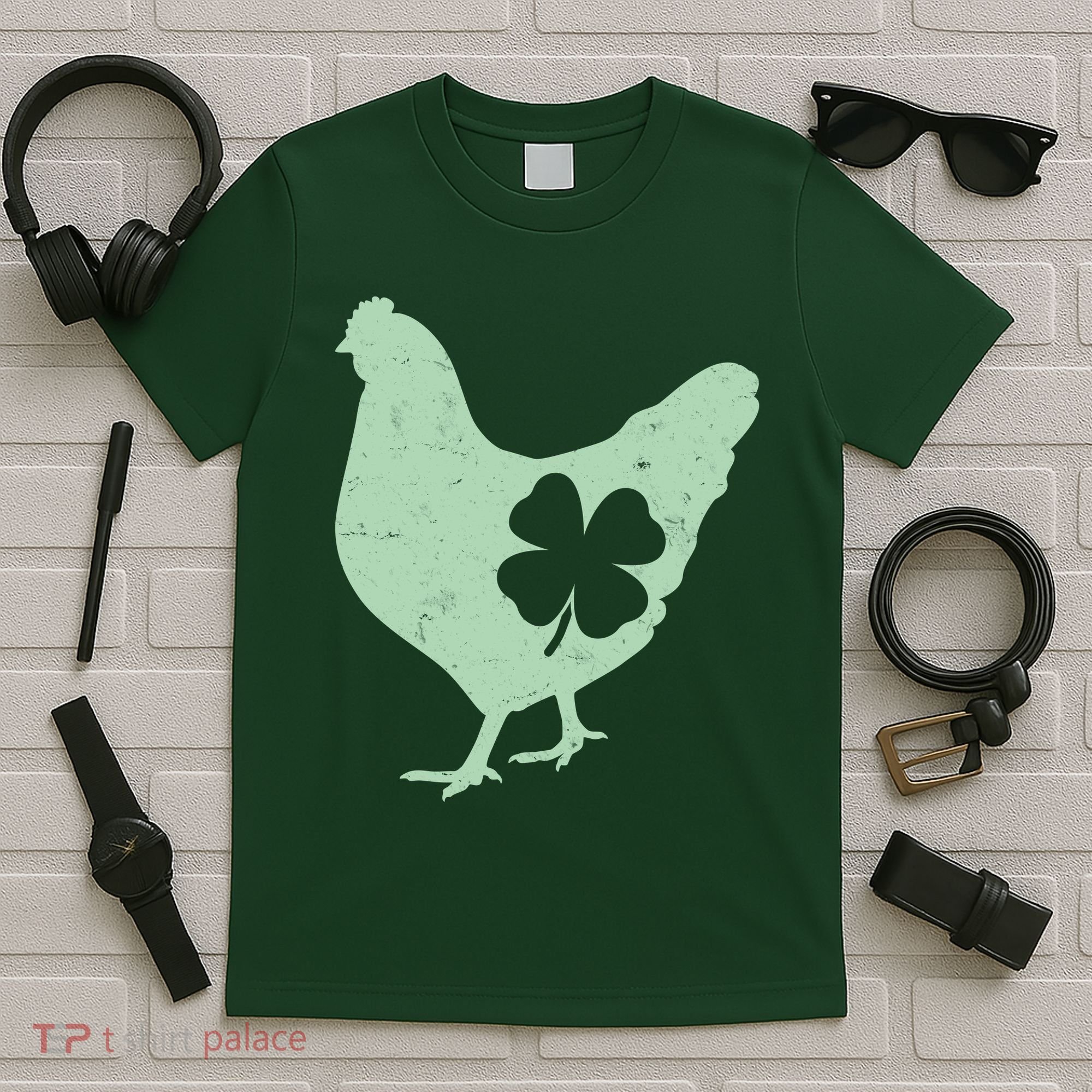 St Patrick's Day Lucky Shamrock Clover Chicken T-Shirt