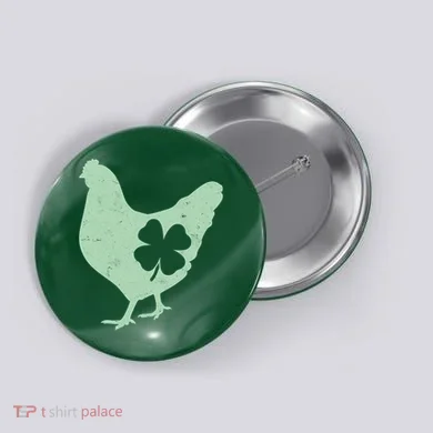 St Patrick's Day Lucky Shamrock Clover Chicken Button