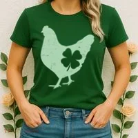 St Patrick's Day Lucky Shamrock Clover Chicken Women's T-Shirt thumb 2