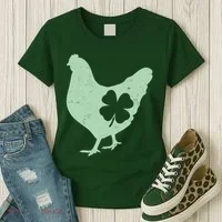 St Patrick's Day Lucky Shamrock Clover Chicken Women's T-Shirt thumb 3
