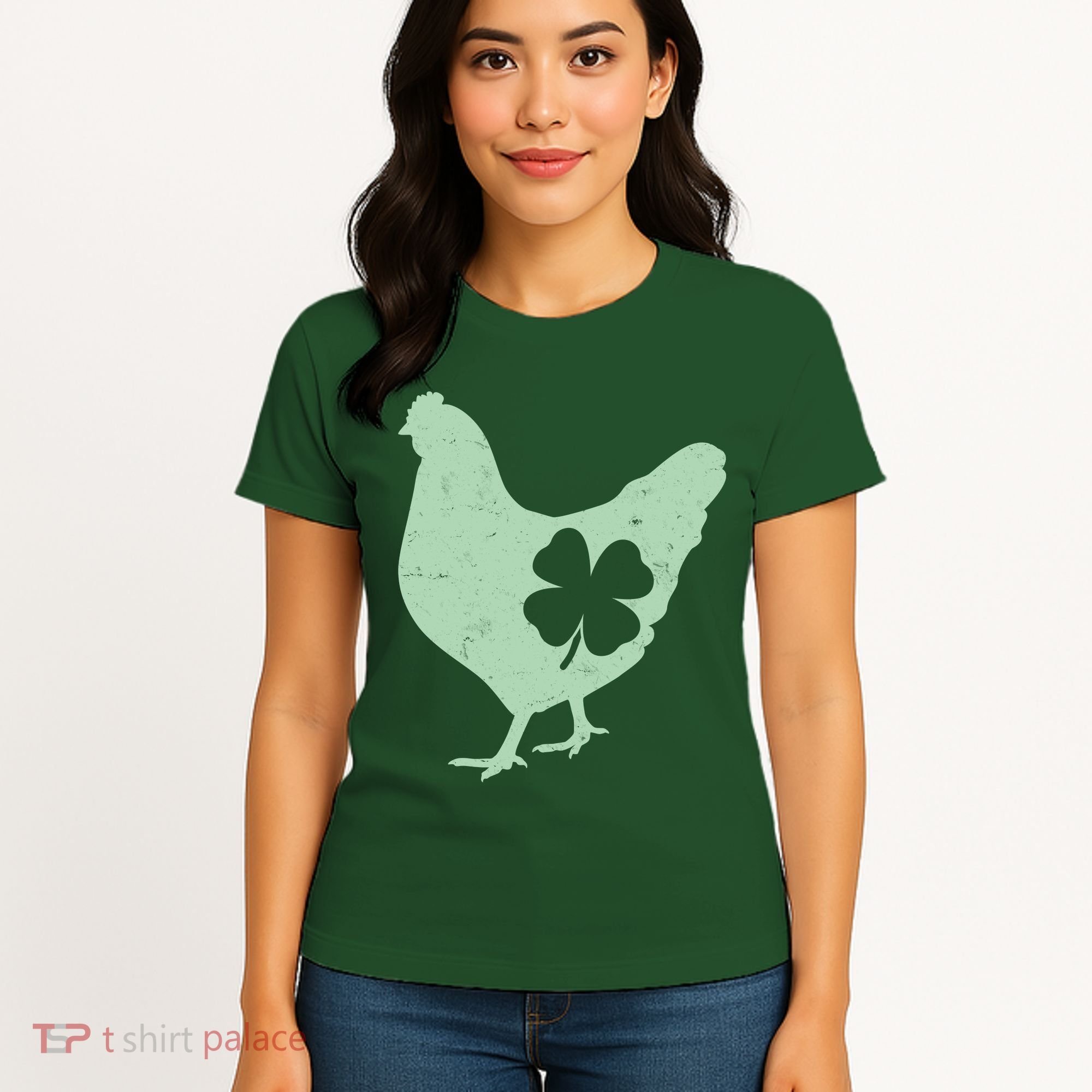 St Patrick's Day Lucky Shamrock Clover Chicken Women's T-Shirt