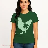 St Patrick's Day Lucky Shamrock Clover Chicken Women's T-Shirt thumb 4