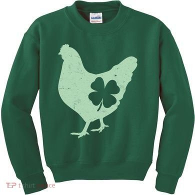 St Patrick's Day Lucky Shamrock Clover Chicken Kids Sweatshirt