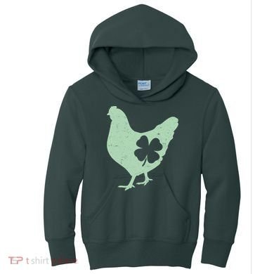 St Patrick's Day Lucky Shamrock Clover Chicken Kids Hoodie