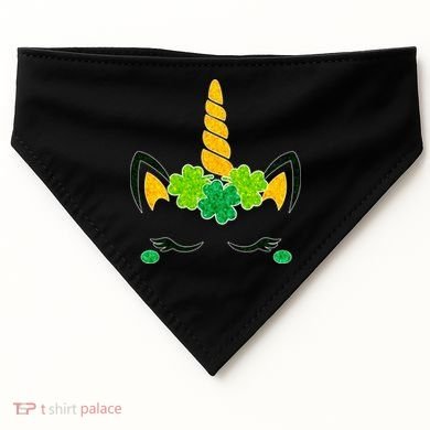 St Patrick's Day Lucky Unicorn USA-Made Doggie Bandana