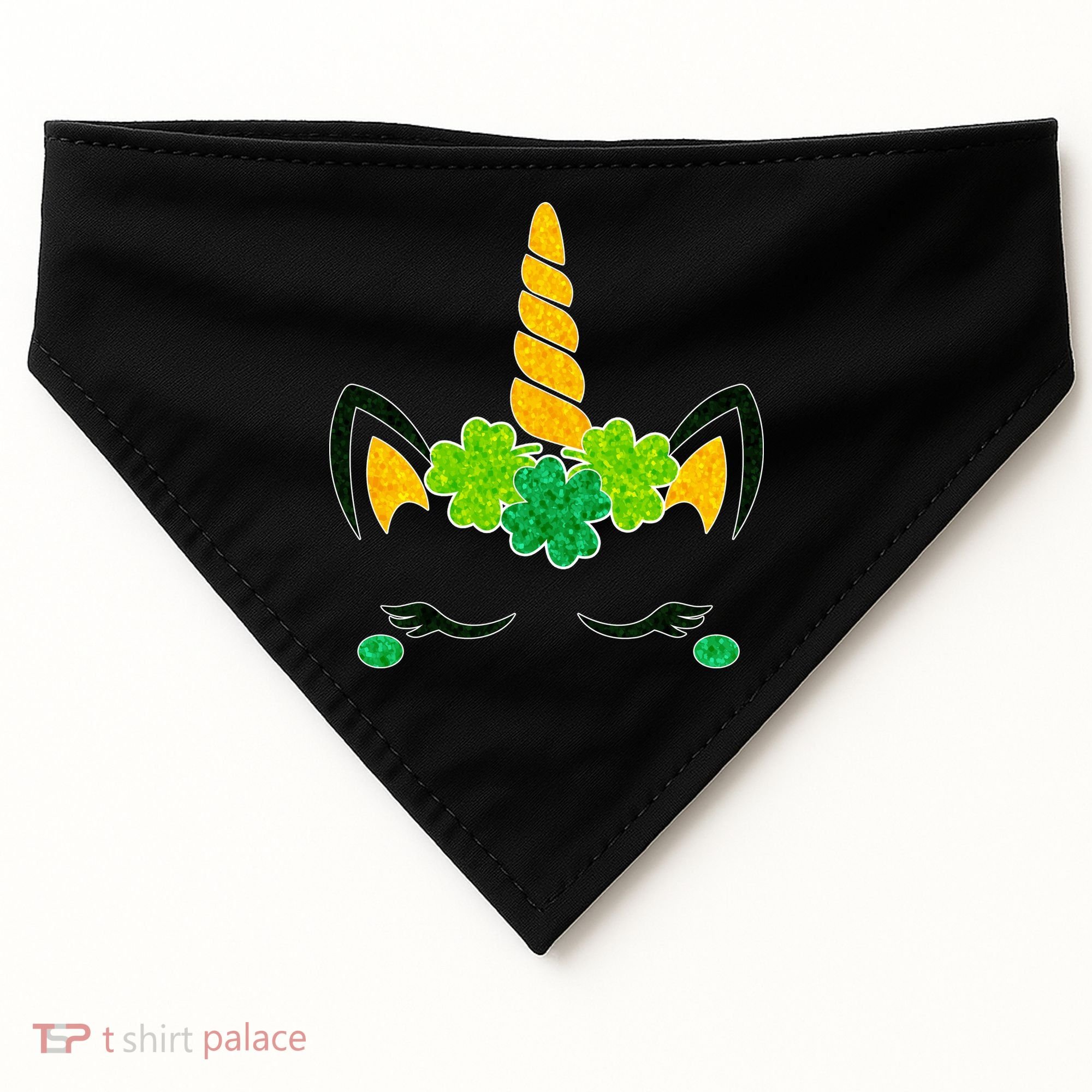 St Patrick's Day Lucky Unicorn USA-Made Doggie Bandana
