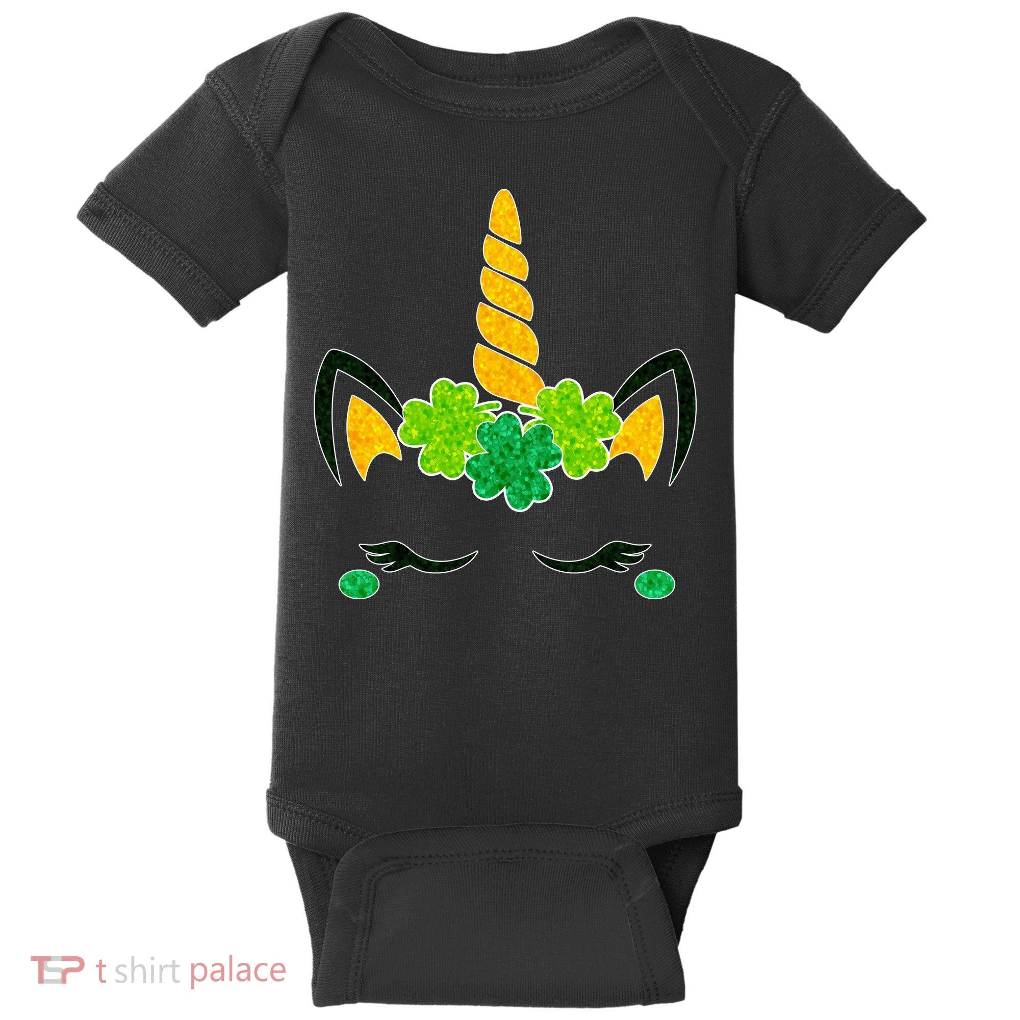 St Patrick's Day Lucky Unicorn Baby Bodysuit