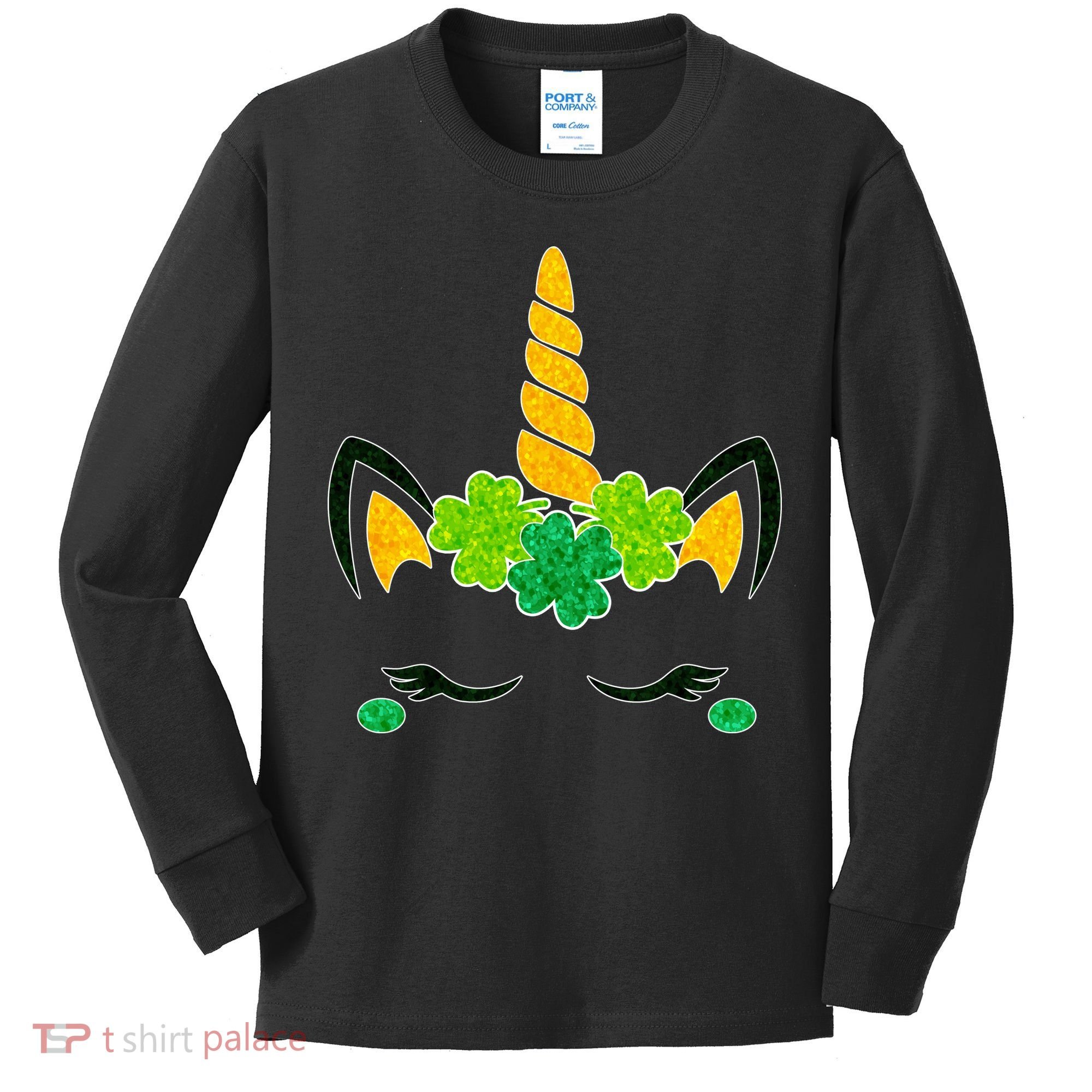 St Patrick's Day Lucky Unicorn Kids Long Sleeve Shirt